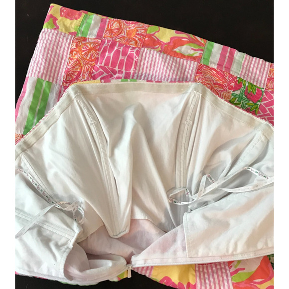 Lilly Pulitzer Bowen Buy Local Sewn Patch Patchwork Strapless Dress - Size 4 - Picture 7 of 9